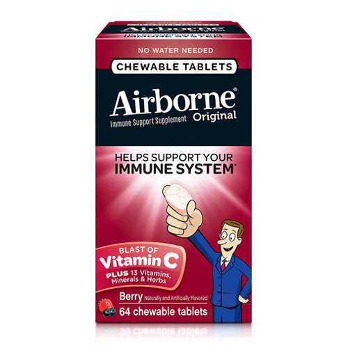 Airborne Immune Support With Vitamin C Chewable Tablets, Berry - 64 Ea